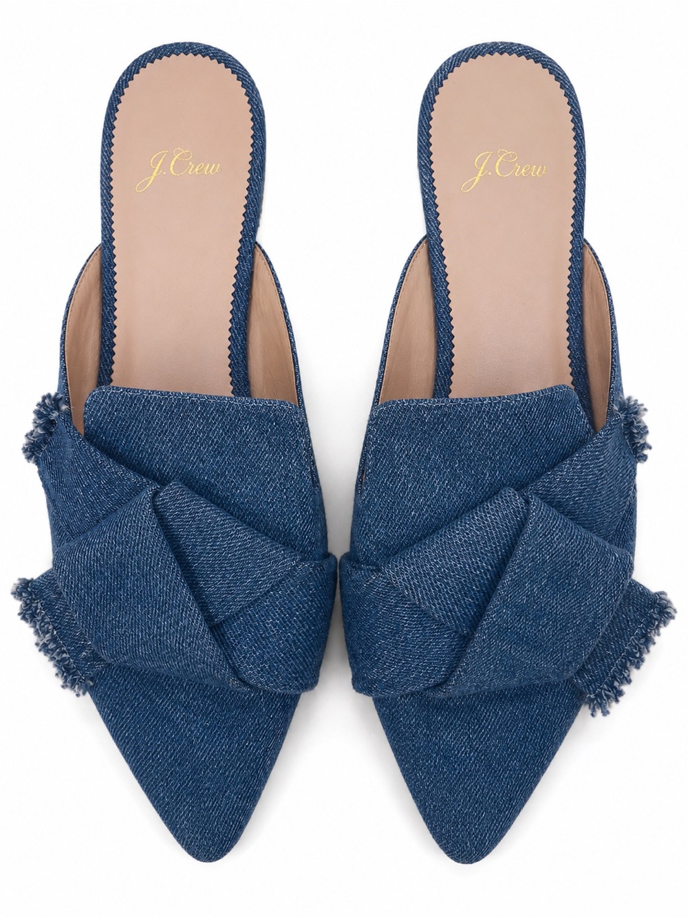 J.Crew Marina Denim Bow Pointed Toe Mule Flats Blue Size 9.5